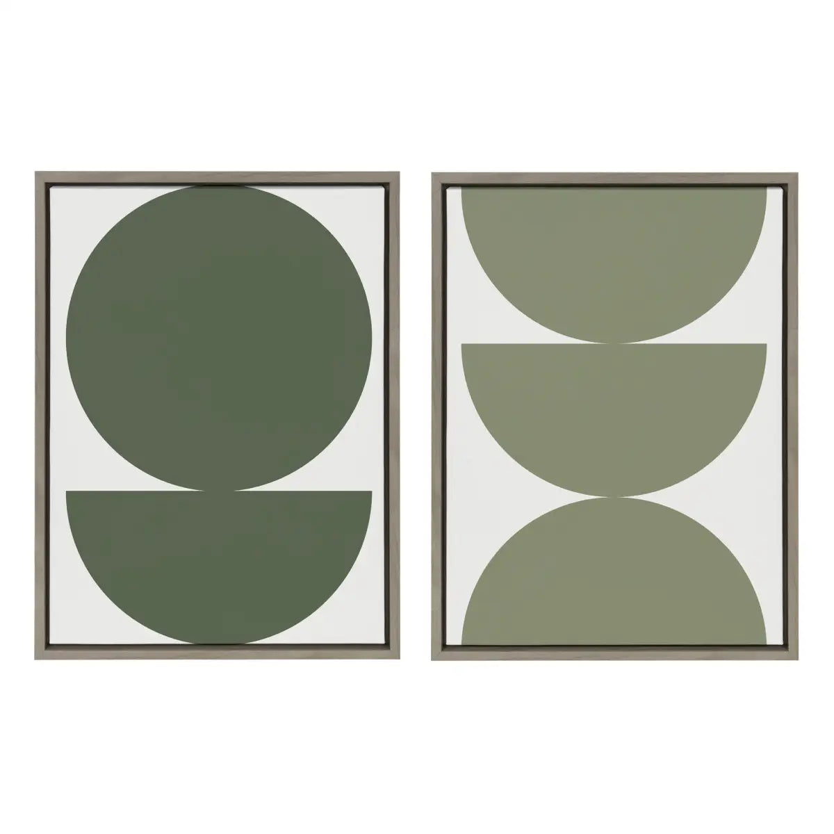 Framed Canvas - Earthy Boho Geometric - Olive Green and Earthy Boho - Gray / 2 Piece 18x24 - kateandlaurel