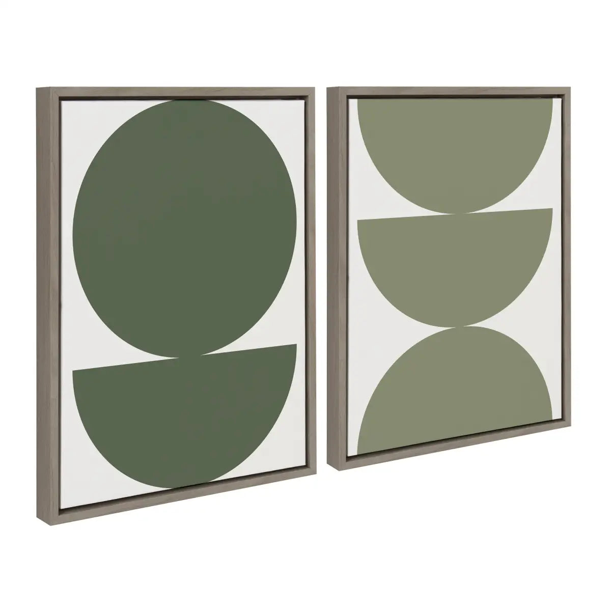 Framed Canvas - Earthy Boho Geometric - Olive Green and Earthy Boho - Gray / 2 Piece 18x24 - kateandlaurel