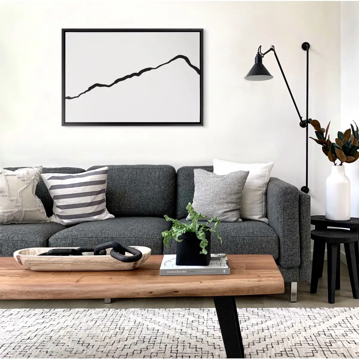 Framed Canvas Art - Minimalist Mountain Landscape Framed Canvas - kateandlaurel