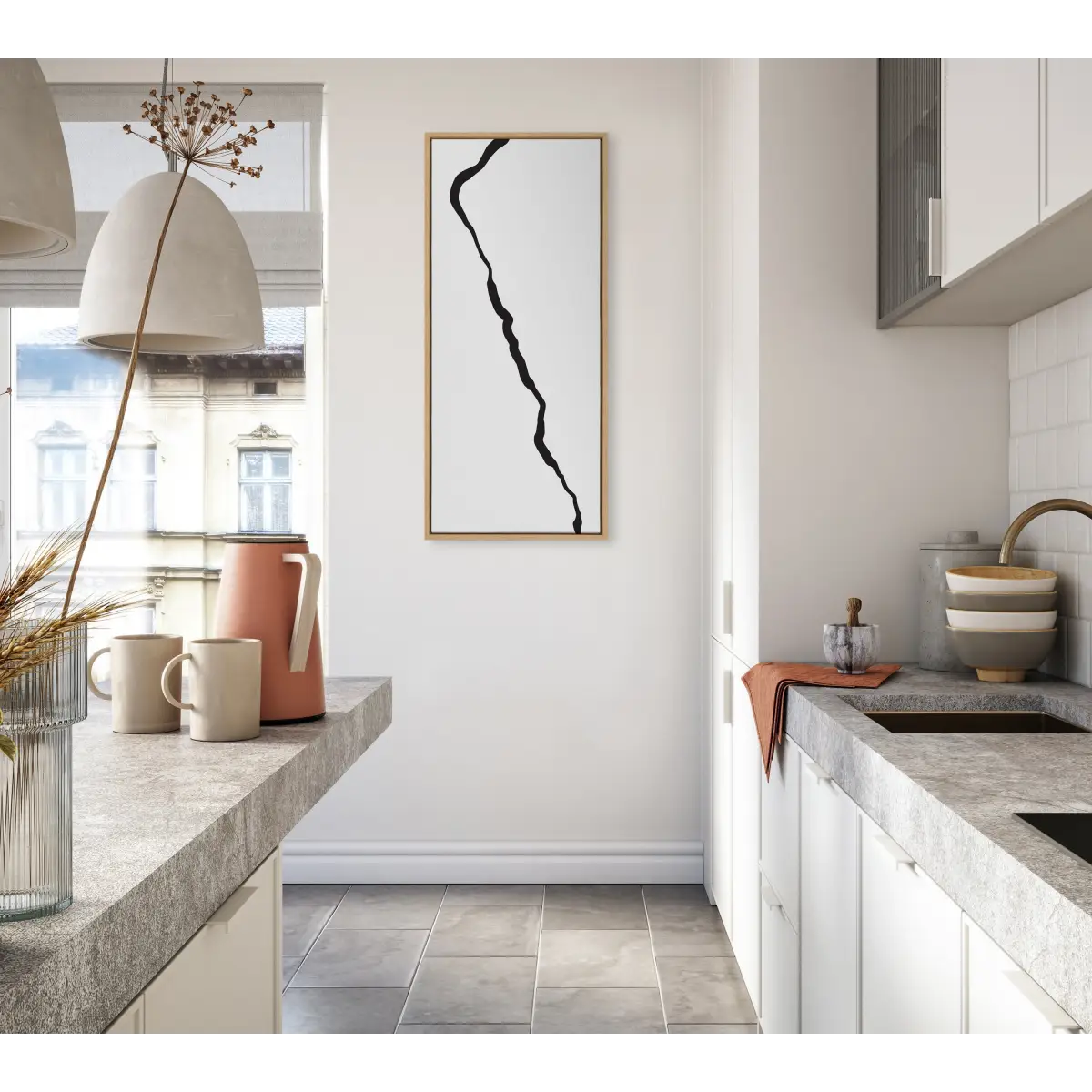 Framed Canvas Art - Minimalist Mountain Landscape Framed Canvas - kateandlaurel