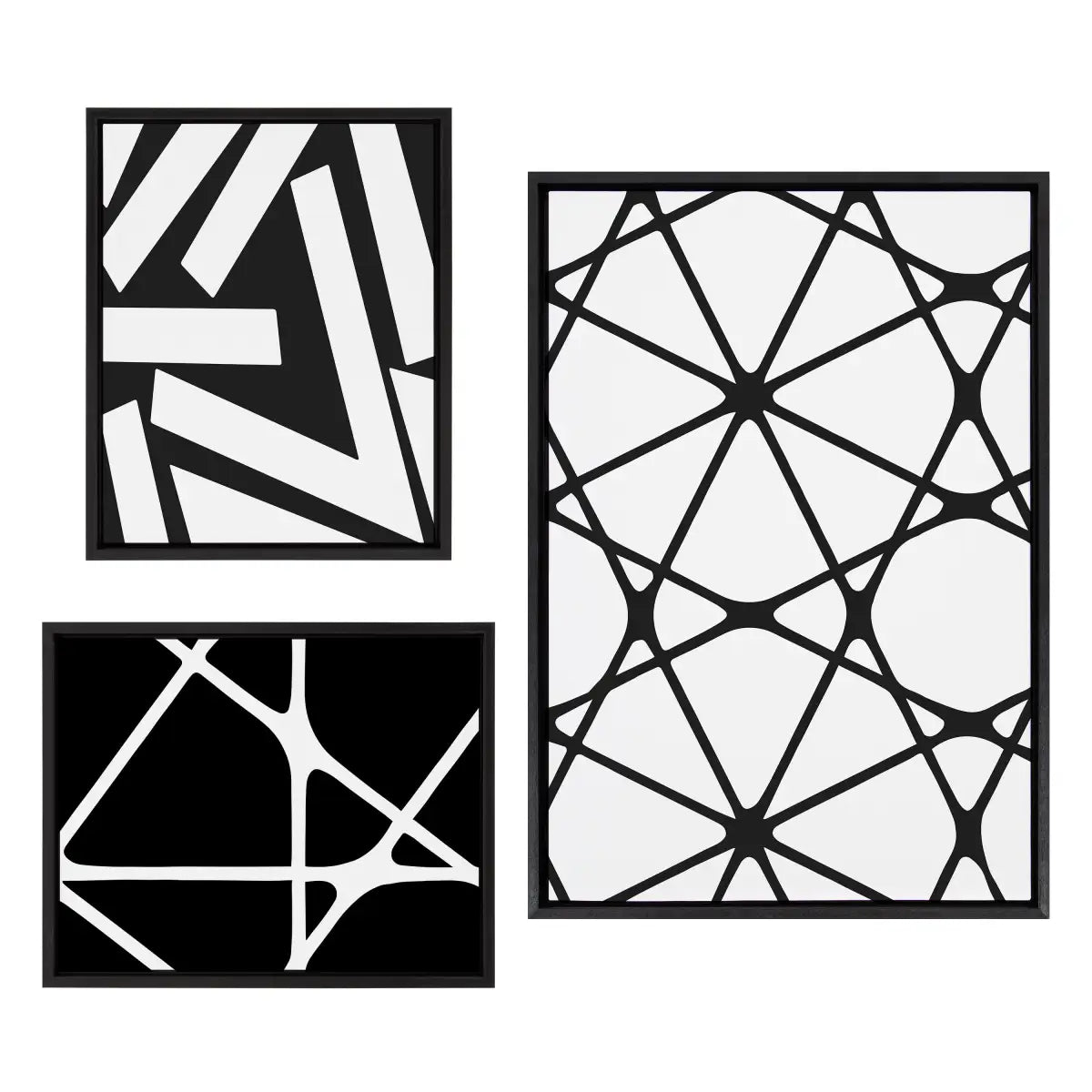 Framed Canvas - Elevated Modern Black and White Minimalist Pattern No 1 2 and 3 - kateandlaurel