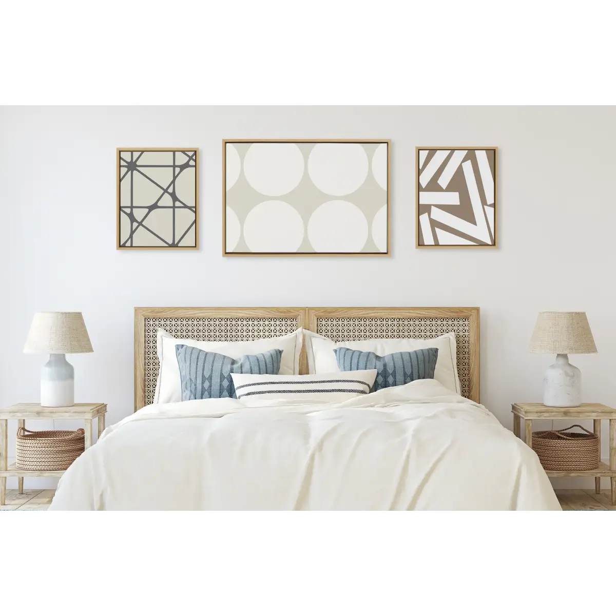 Elevated Modern Neutral Dots and Stained Glass Framed Canvas - 3 pc Set - kateandlaurel