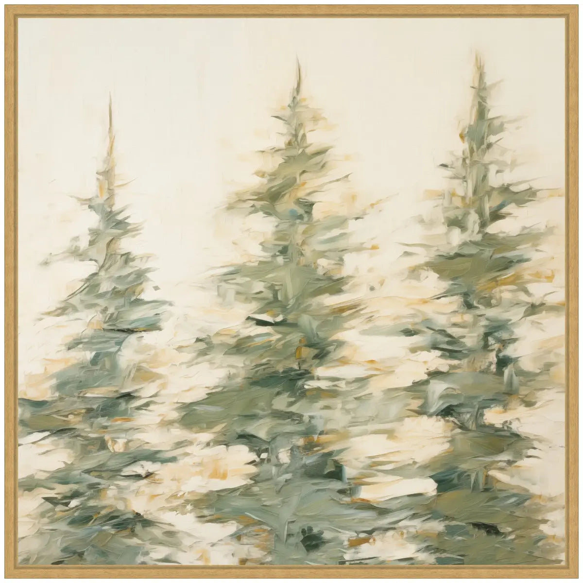 Framed Canvas Art - Evergreen Trees Abstract - kateandlaurel