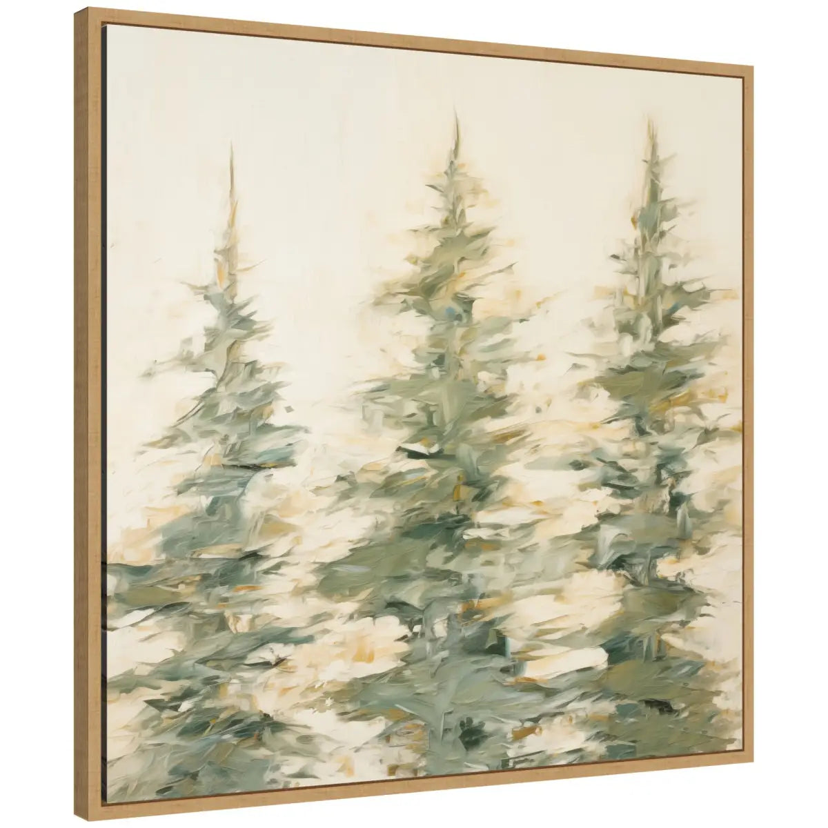 Framed Canvas Art - Evergreen Trees Abstract - Natural - kateandlaurel