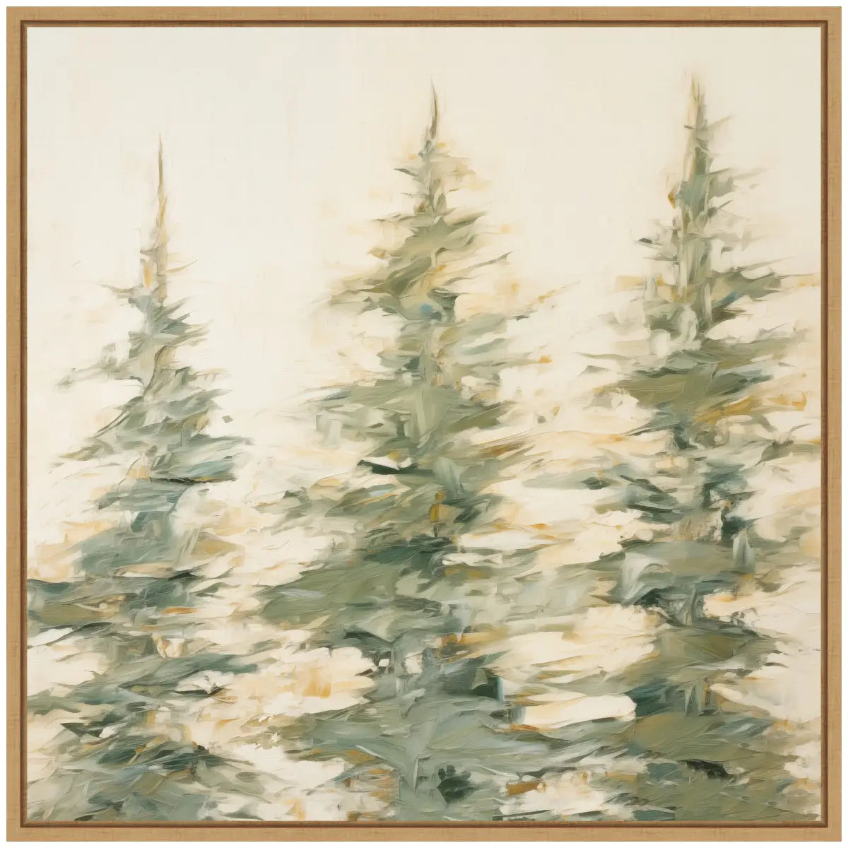 Framed Canvas Art - Evergreen Trees Abstract - kateandlaurel