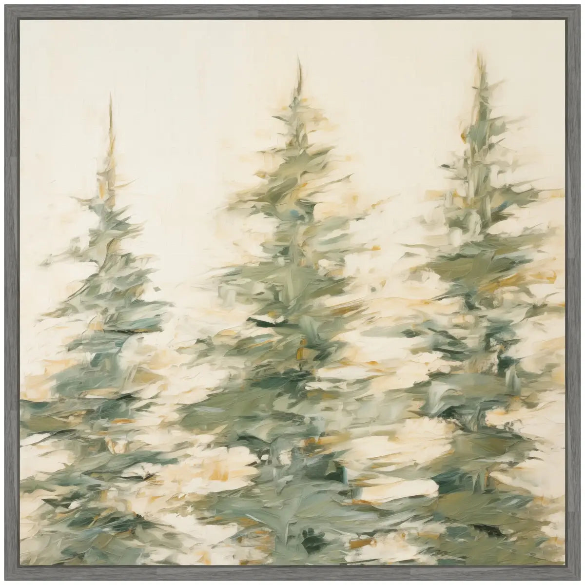 Framed Canvas Art - Evergreen Trees Abstract - kateandlaurel