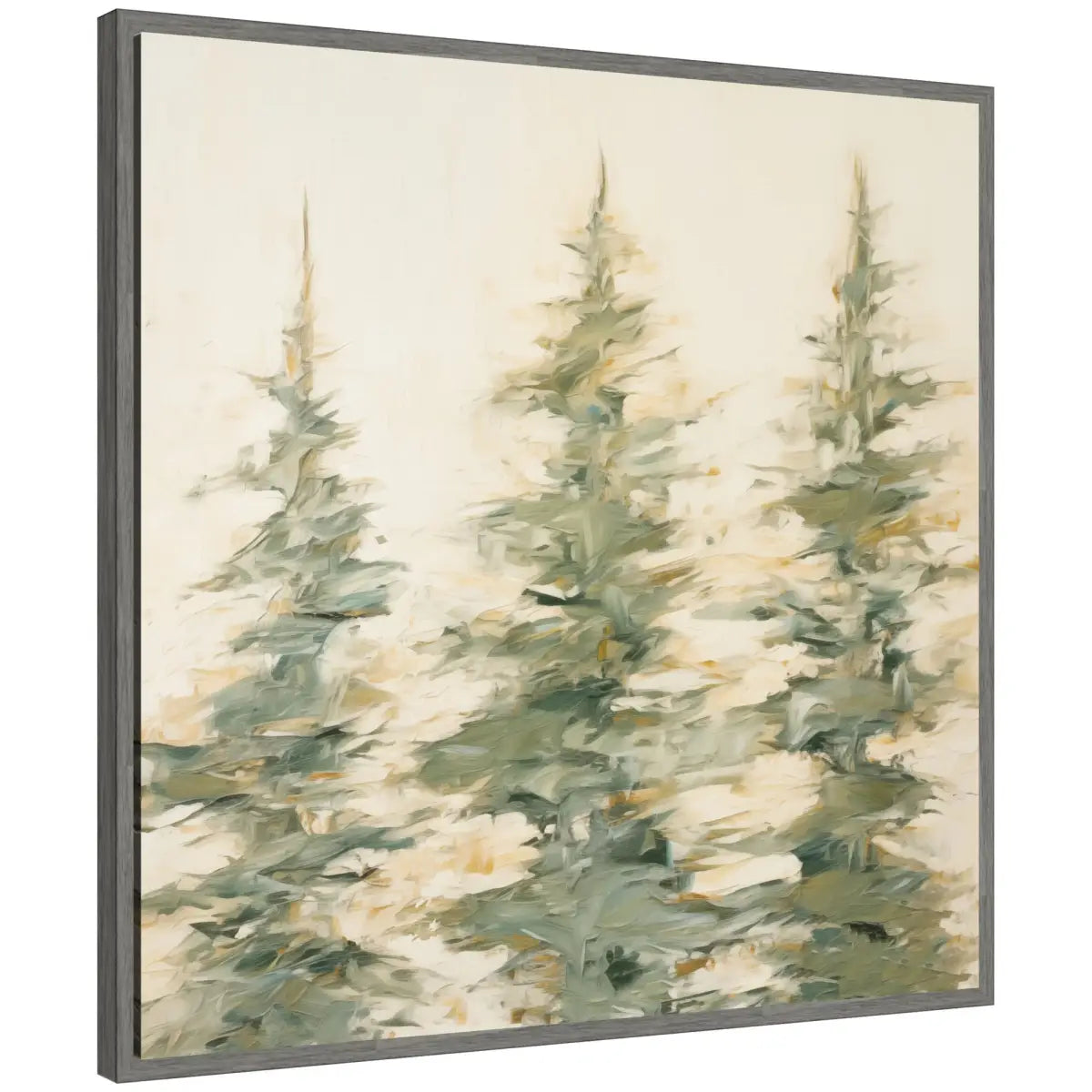 Framed Canvas Art - Evergreen Trees Abstract - Gray - kateandlaurel