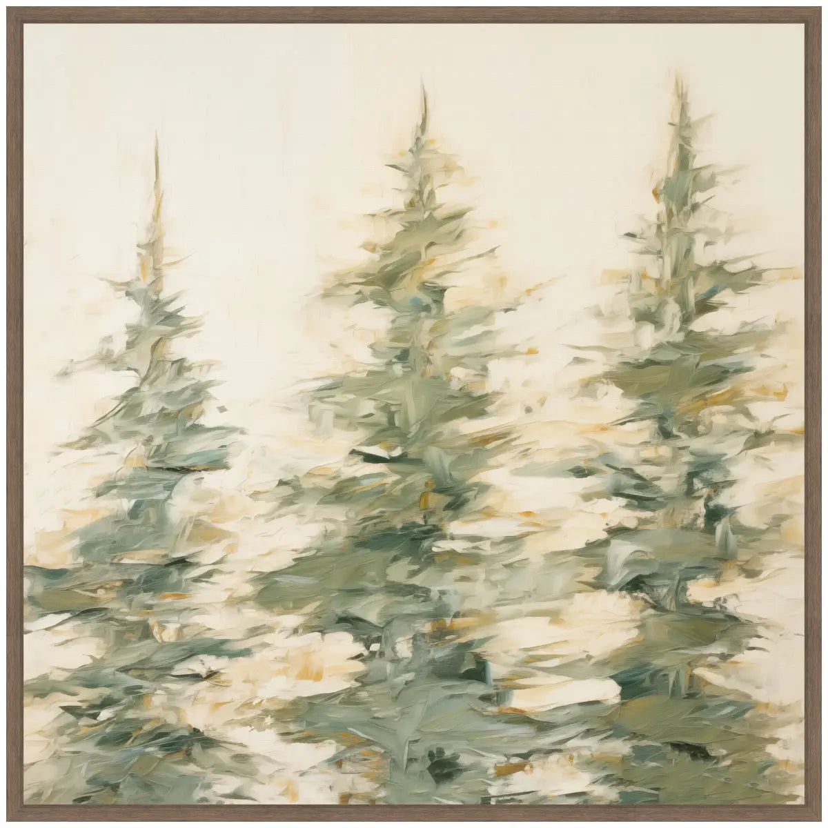 Framed Canvas Art - Evergreen Trees Abstract - kateandlaurel