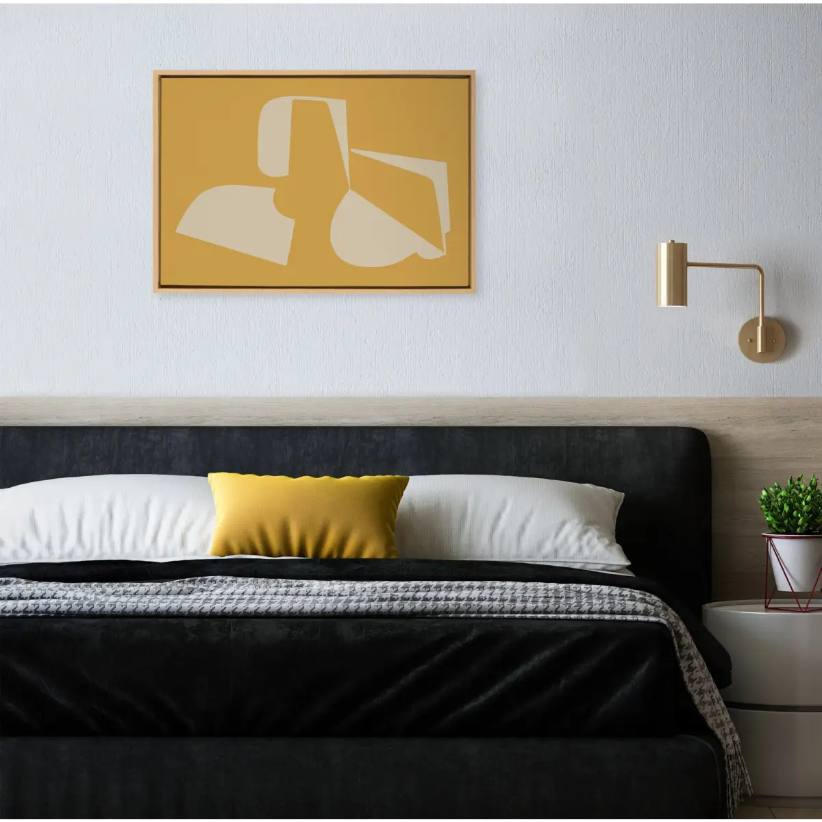 Sleek Abstract 3 Yellow and Tan Framed Canvas - Natural / 23x33 - kateandlaurel