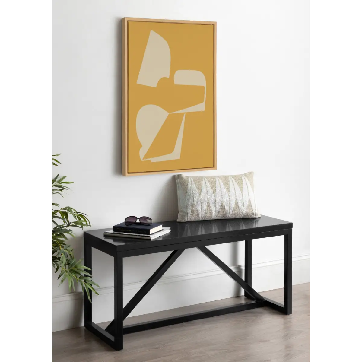 Sleek Abstract 3 Yellow and Tan Framed Canvas - Natural / 23x33 - kateandlaurel