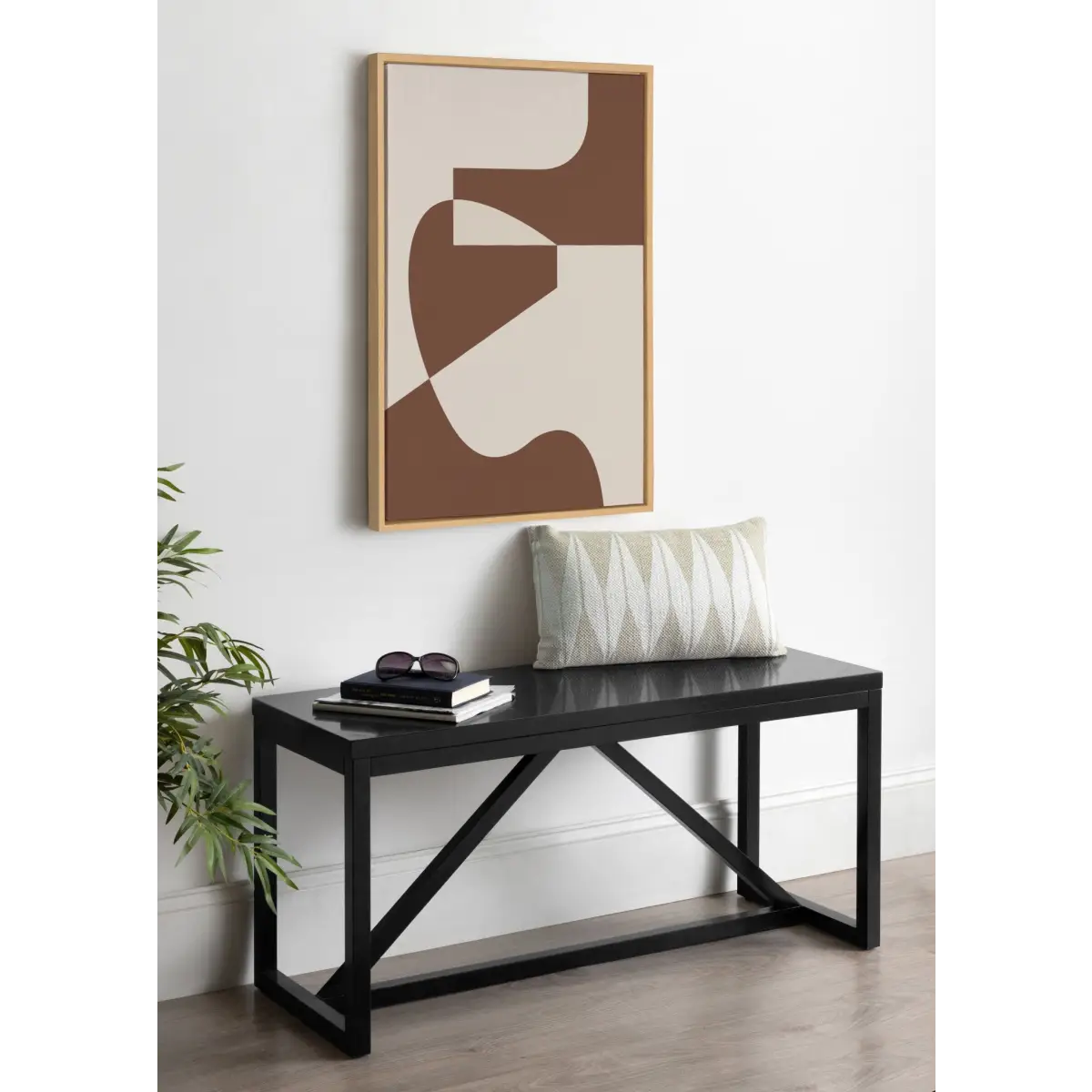 Sleek Abstract 4 Brown and Beige Framed Canvas - Natural / 23x33 - kateandlaurel