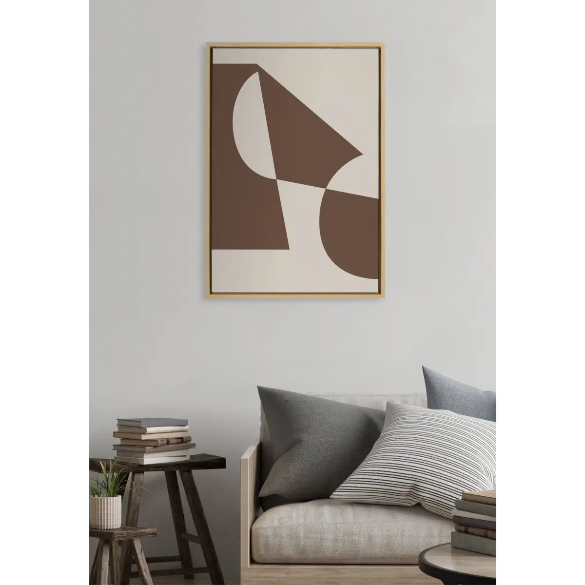 Sleek Abstract 5 Brown and Beige Framed Canvas - Natural / 23x33 - kateandlaurel