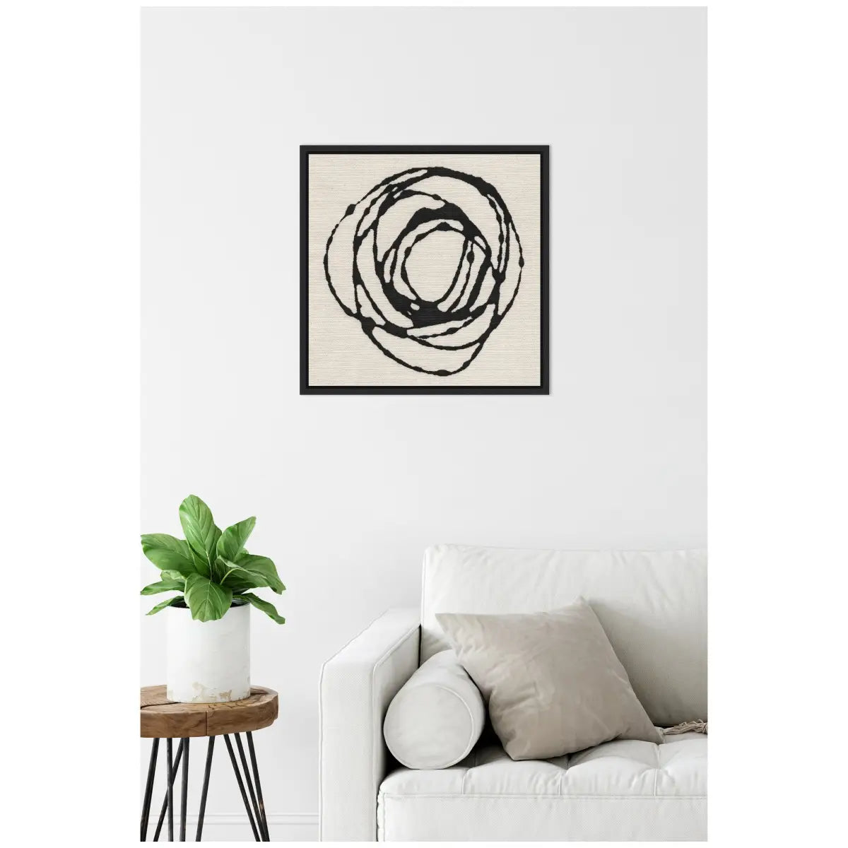 Flowing Circle Abstract Framed Canvas - Black / 22x22 - kateandlaurel