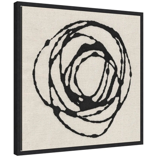 Flowing Circle Abstract Framed Canvas - Black / 22x22 - kateandlaurel