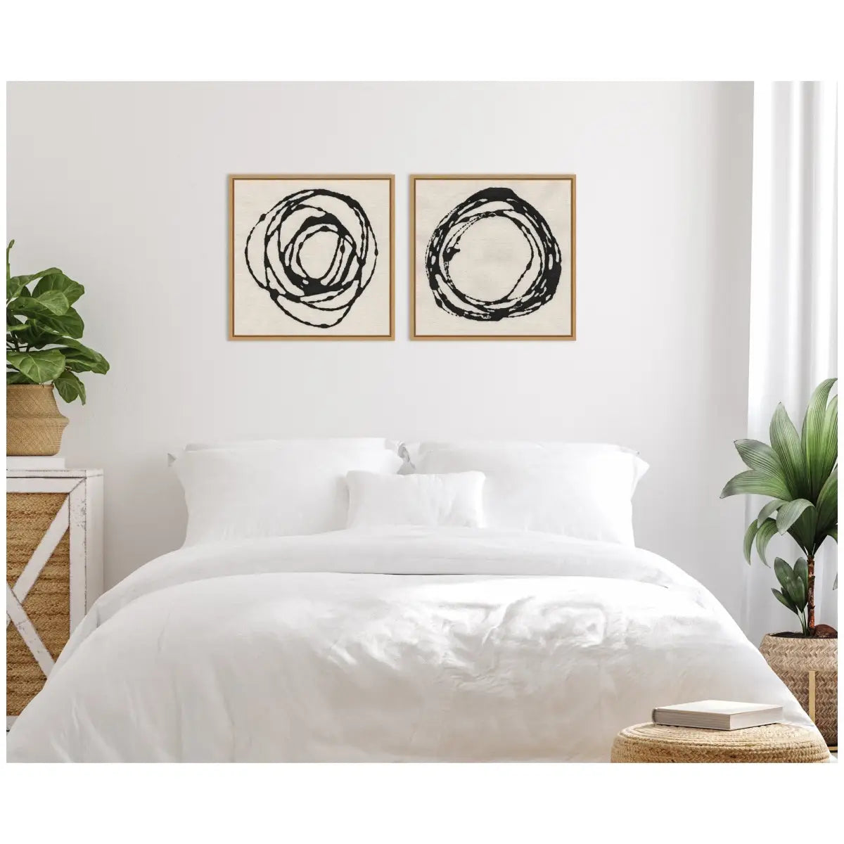 Flowing Circle Abstracts - Framed Canvas Art - Set of 2 - kateandlaurel