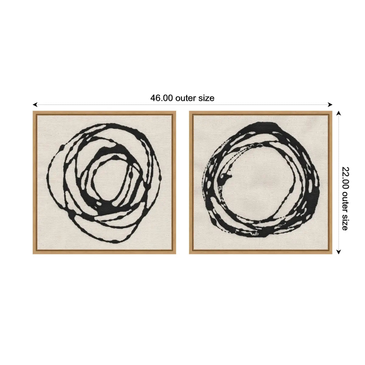 Flowing Circle Abstracts - Framed Canvas Art - Set of 2 - kateandlaurel