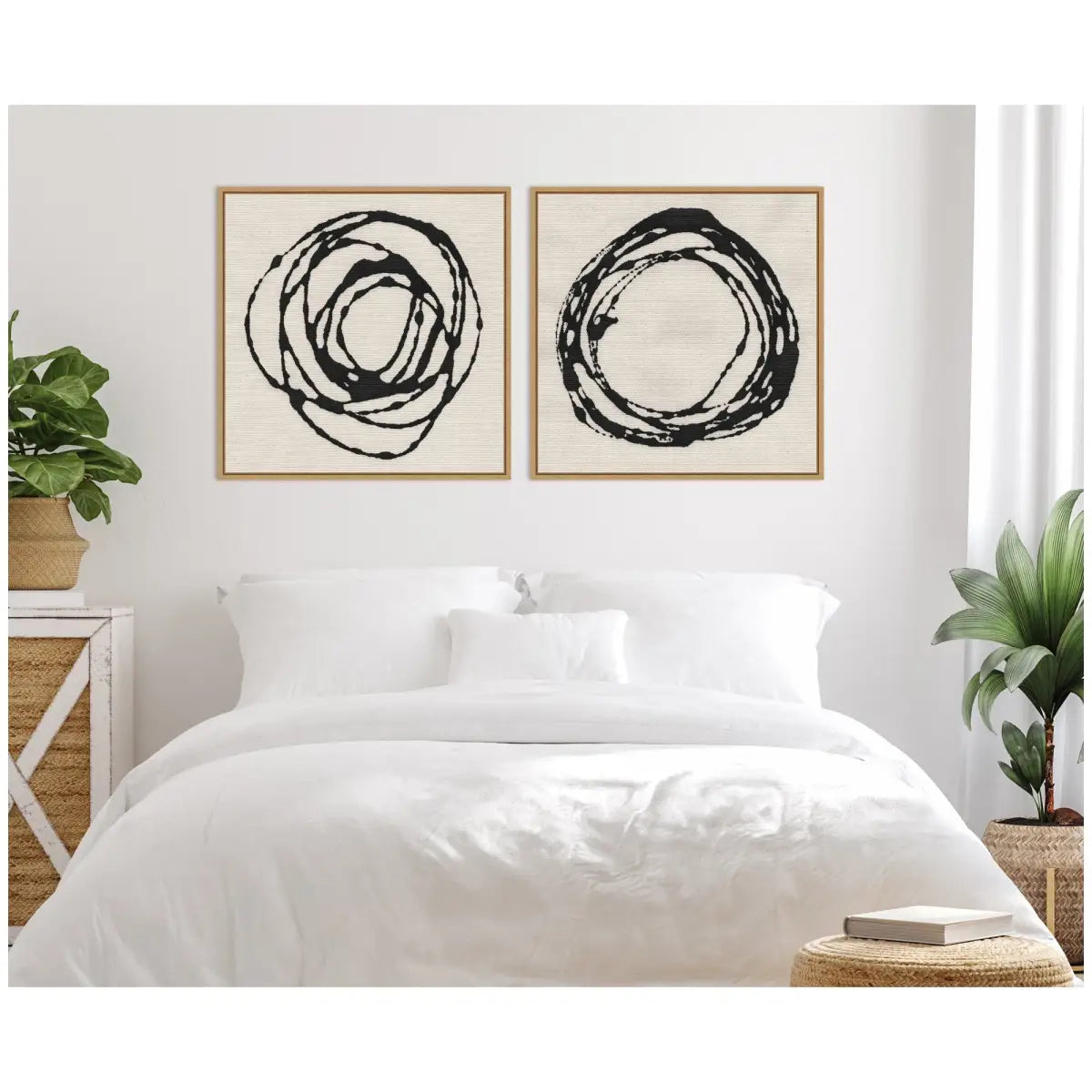 Flowing Circle Abstracts - Framed Canvas Art - Set of 2 - kateandlaurel