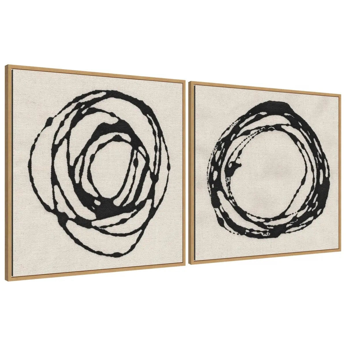 Flowing Circle Abstracts - Framed Canvas Art - Set of 2 - 2 Piece 30x30 - kateandlaurel