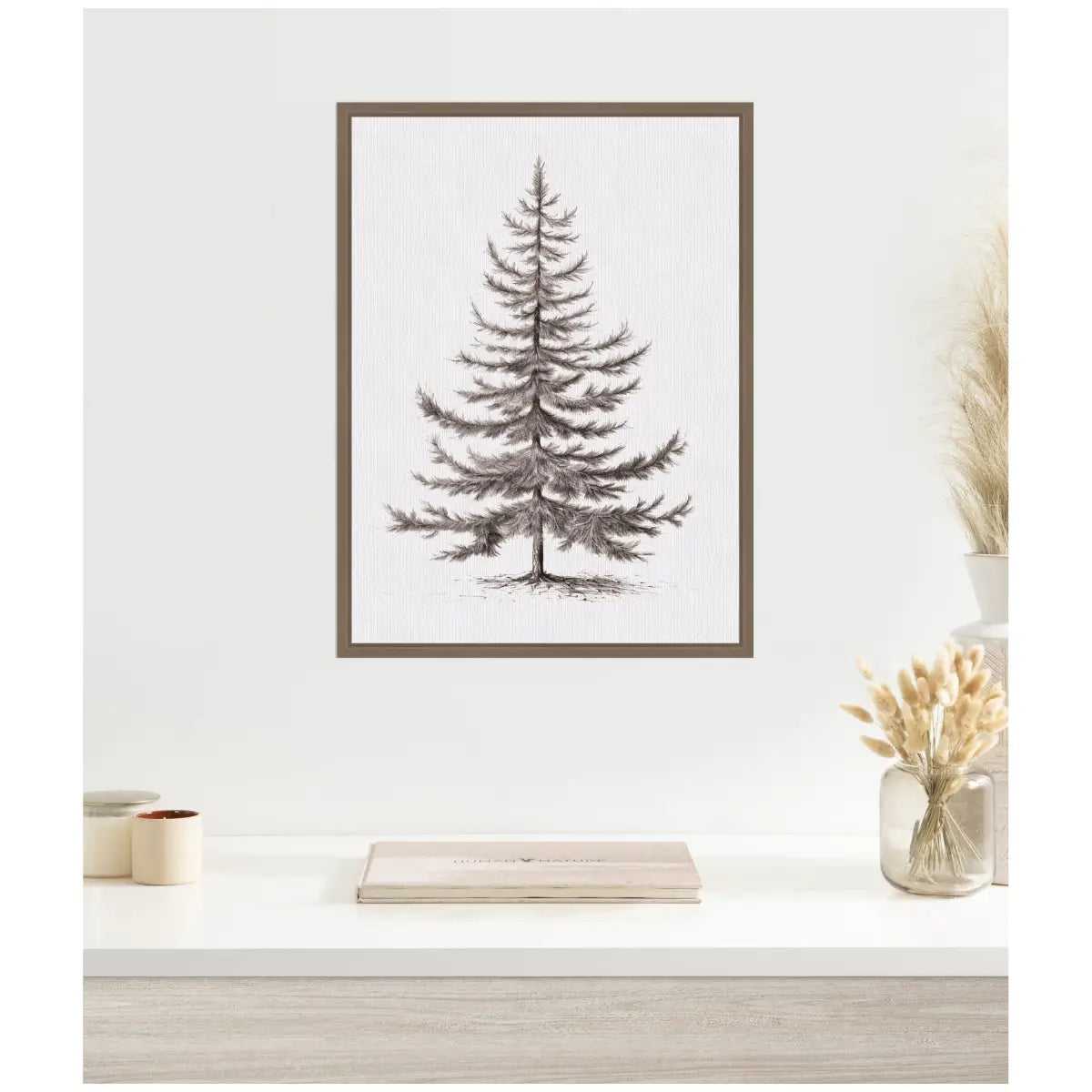 Frame Canvas Vintage Evergreen Fir Tree Illustration II - kateandlaurel