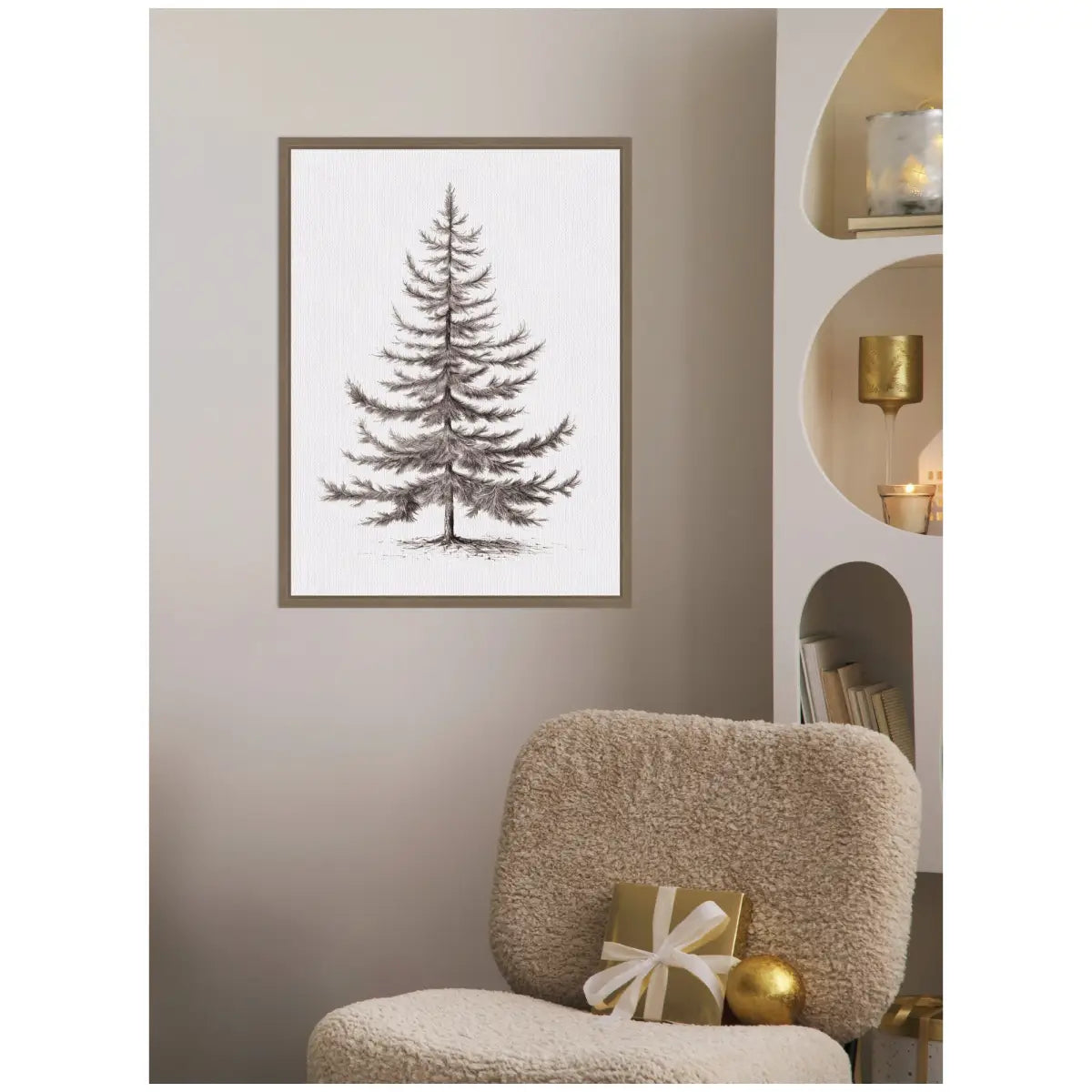 Frame Canvas Vintage Evergreen Fir Tree Illustration II - kateandlaurel
