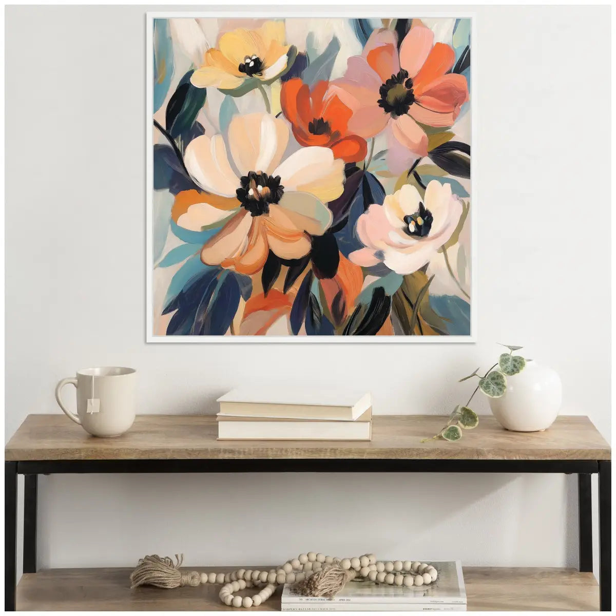 Framed Canvas Art - Garden Bloom Abstract Bouquet III - kateandlaurel