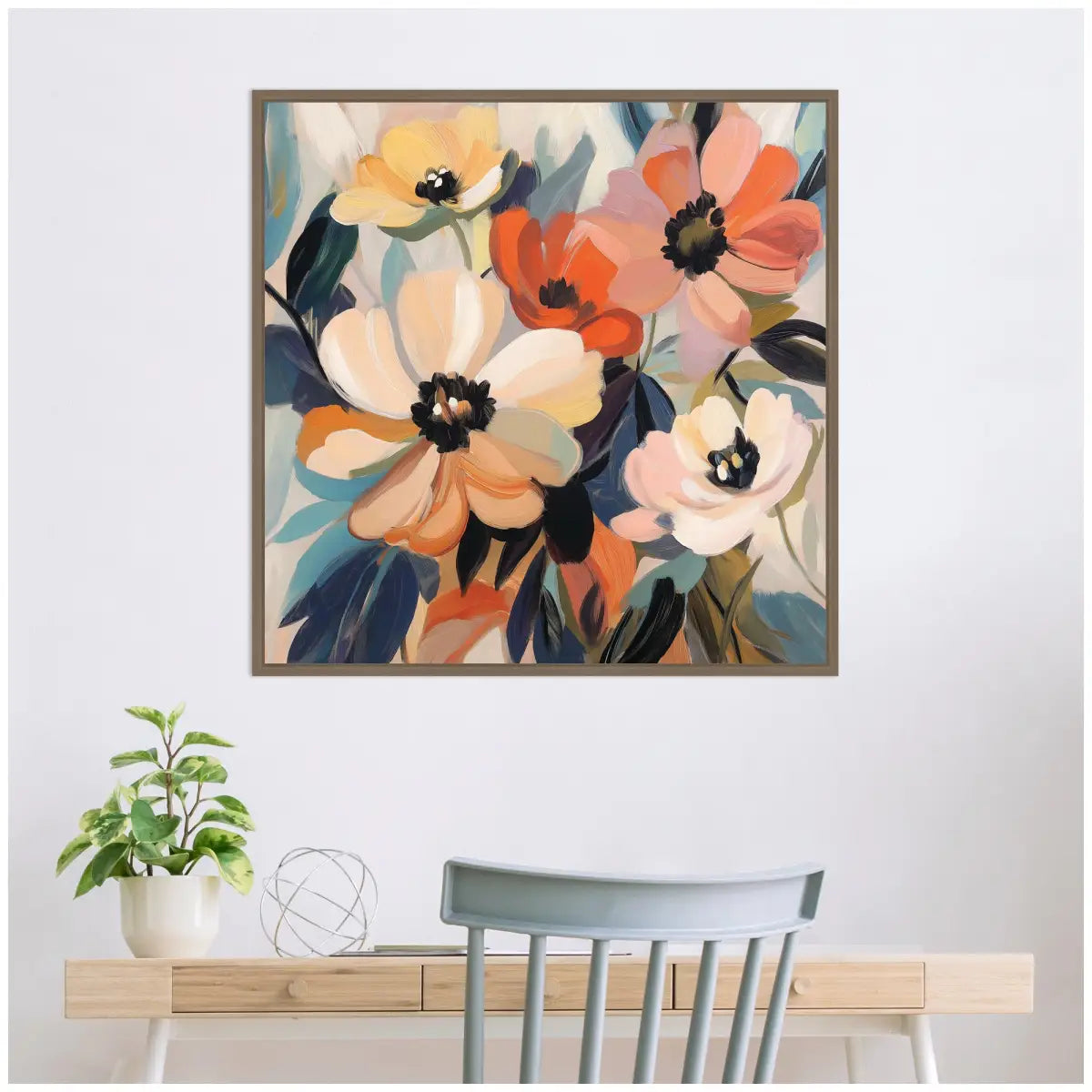 Framed Canvas Art - Garden Bloom Abstract Bouquet III - kateandlaurel