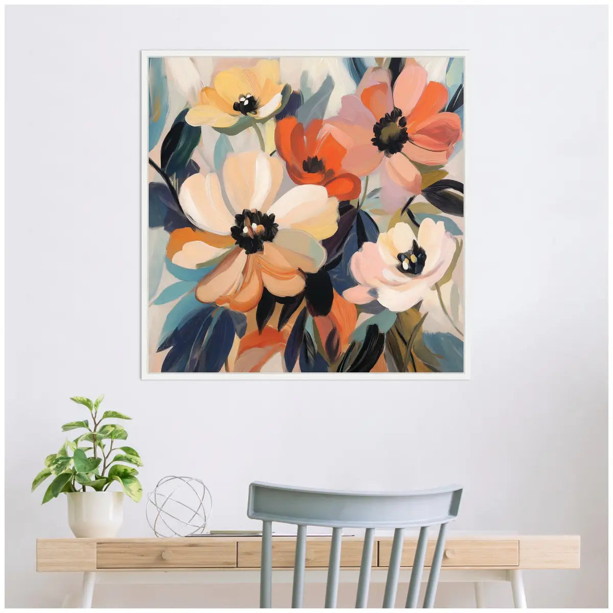 Framed Canvas Art - Garden Bloom Abstract Bouquet III - kateandlaurel