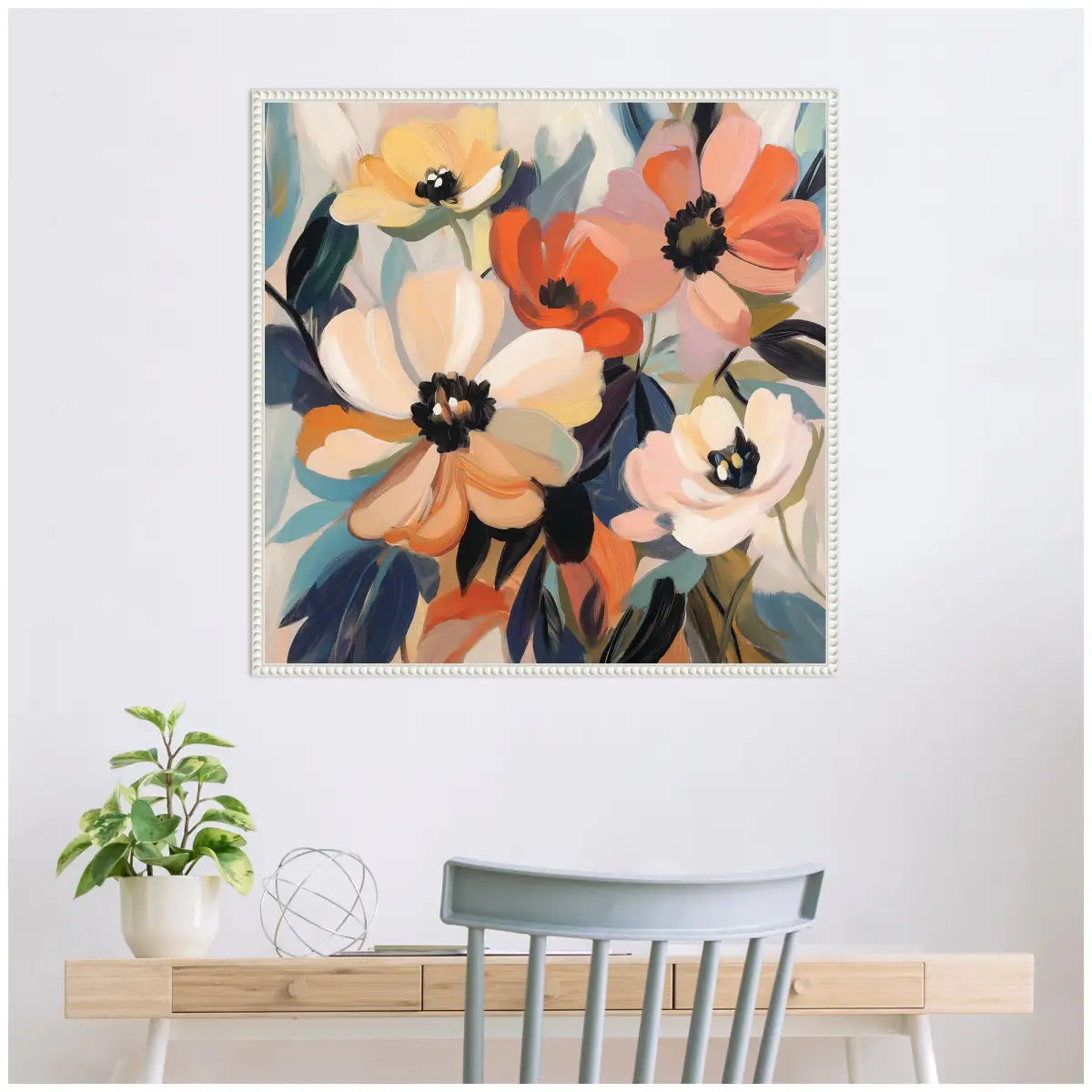 Framed Canvas Art - Garden Bloom Abstract Bouquet III - kateandlaurel
