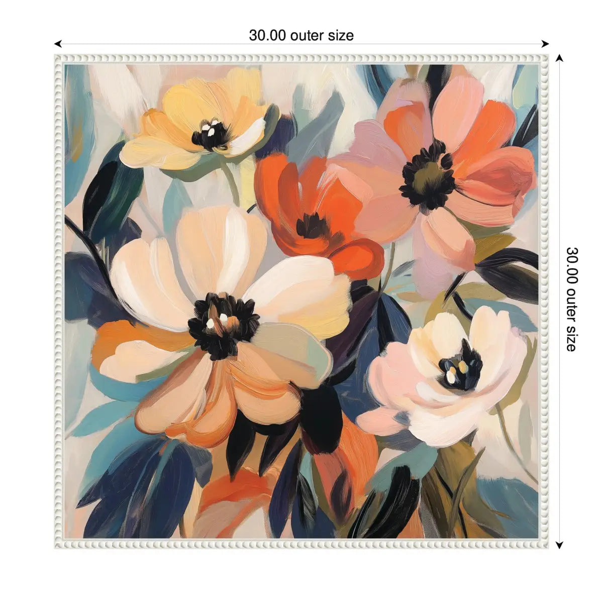 Framed Canvas Art - Garden Bloom Abstract Bouquet III - kateandlaurel