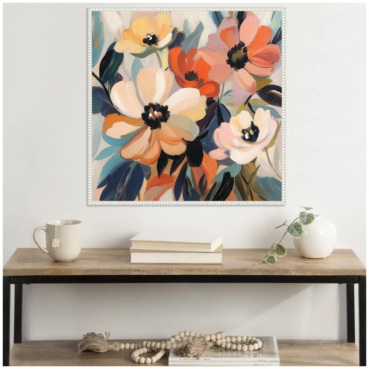 Framed Canvas Art - Garden Bloom Abstract Bouquet III - kateandlaurel