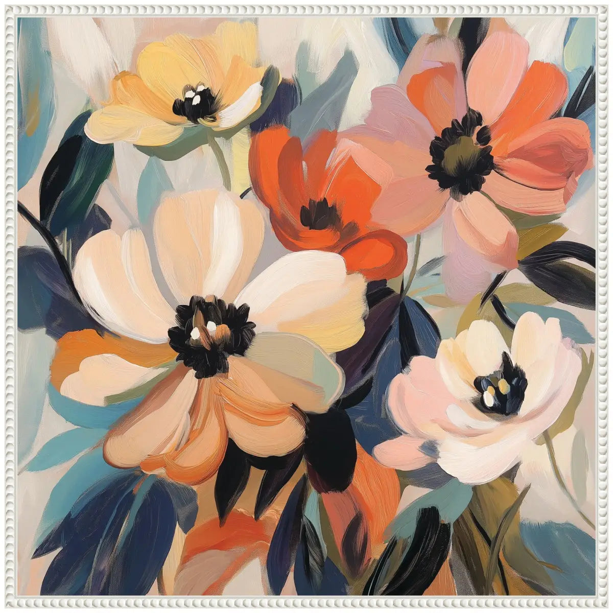 Framed Canvas Art - Garden Bloom Abstract Bouquet III - kateandlaurel