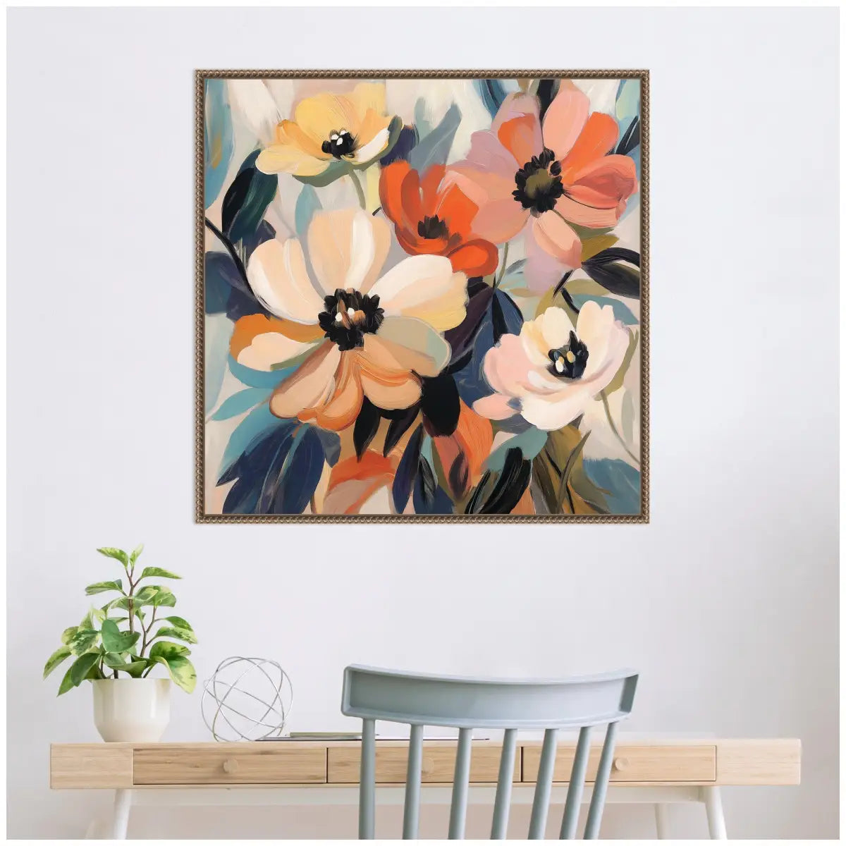 Framed Canvas Art - Garden Bloom Abstract Bouquet III - kateandlaurel