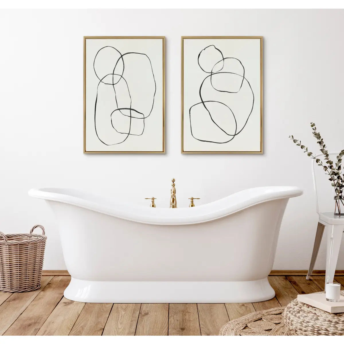Canvas Art Print Set of 2 - Going in Circles Textured - kateandlaurel