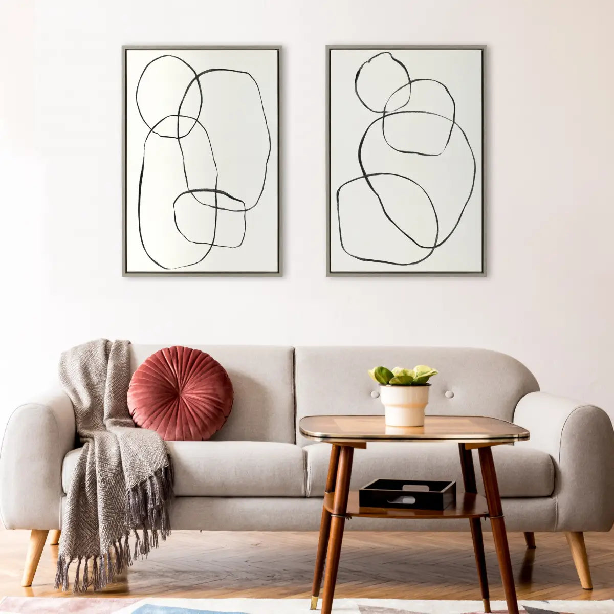 Canvas Art Print Set of 2 - Going in Circles Textured - kateandlaurel