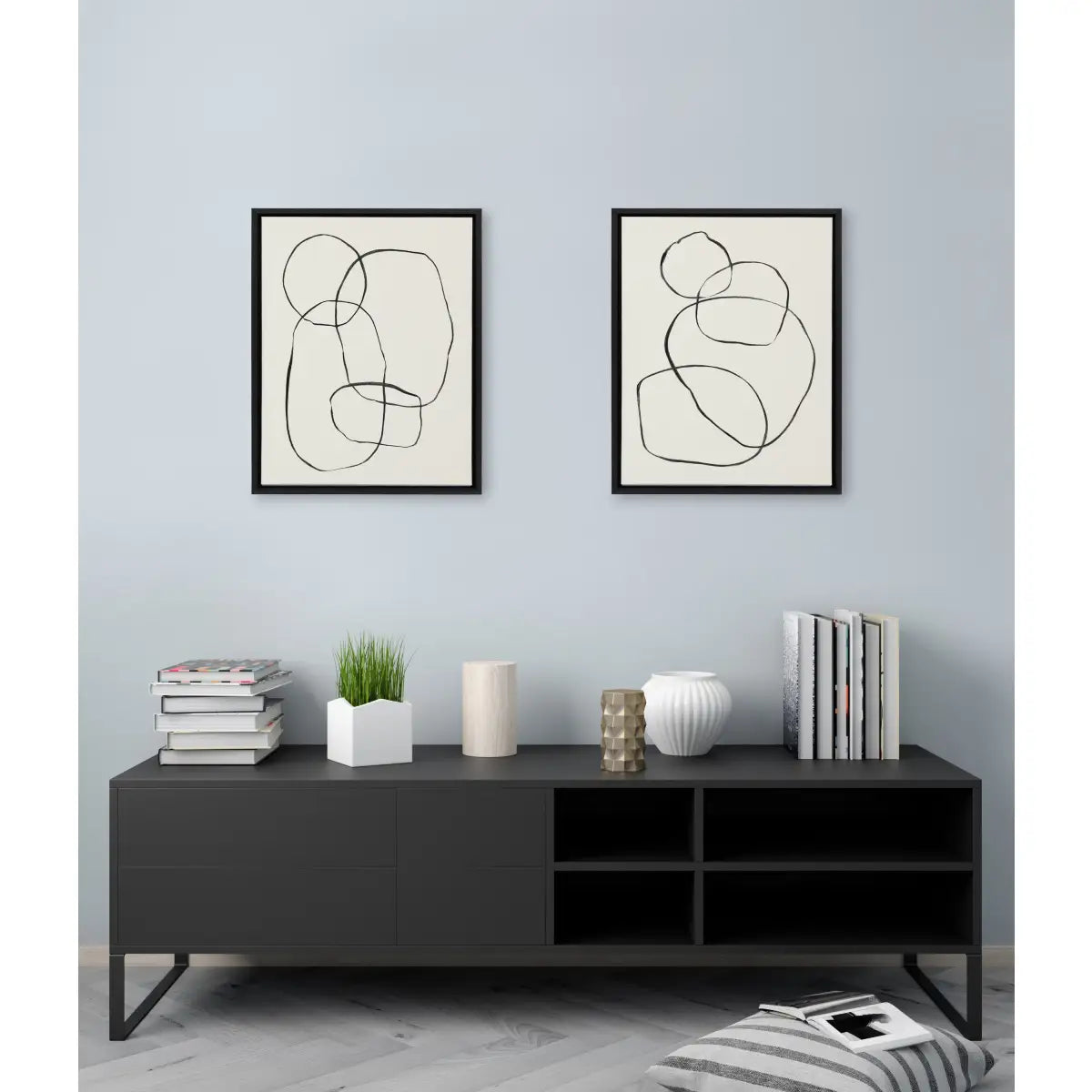 Canvas Art Print Set of 2 - Going in Circles Textured - kateandlaurel