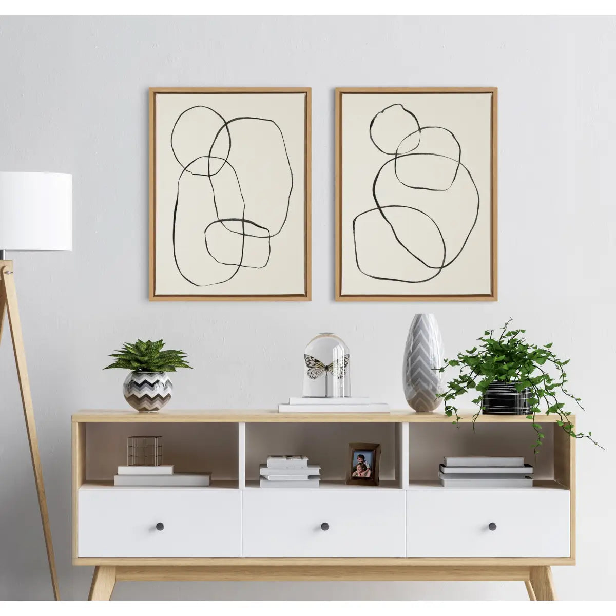 Canvas Art Print Set of 2 - Going in Circles Textured - kateandlaurel