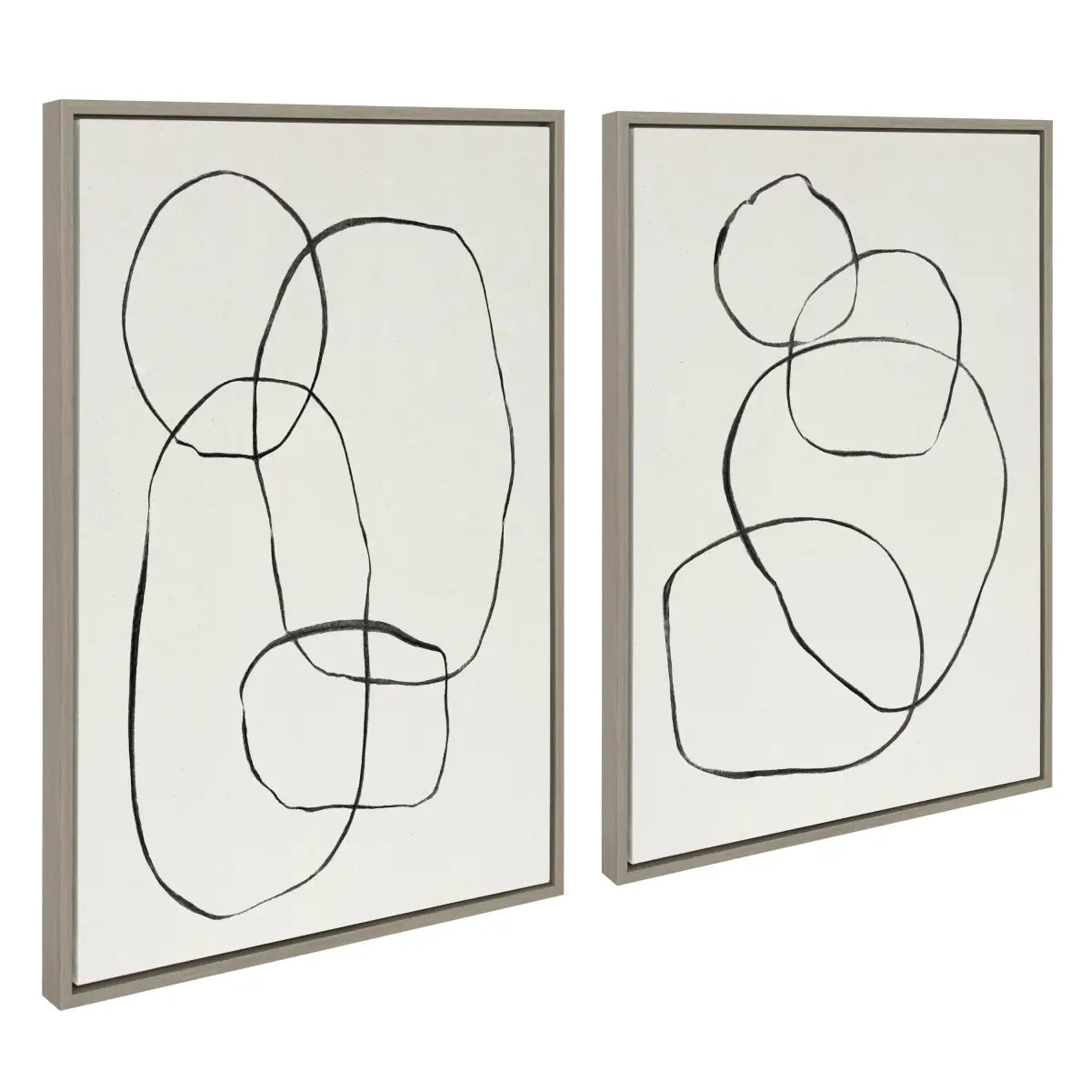 Canvas Art Print Set of 2 - Going in Circles Textured - Gray / 2 Piece 23x33 - kateandlaurel