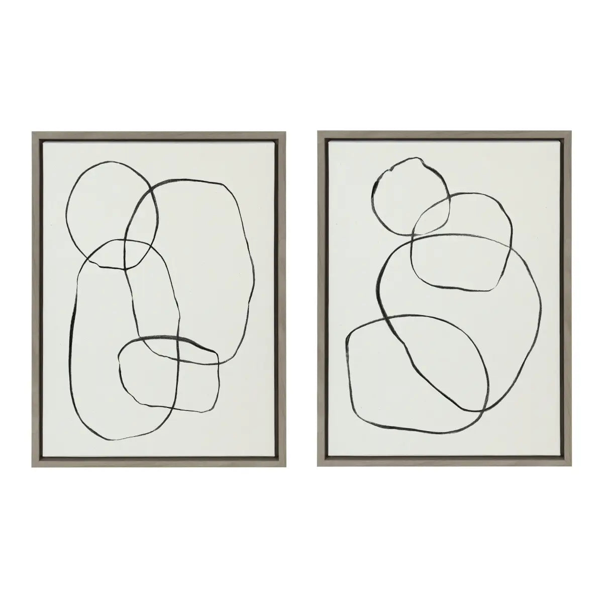 Canvas Art Print Set of 2 - Going in Circles Textured - Gray / 2 Piece 18x24 - kateandlaurel
