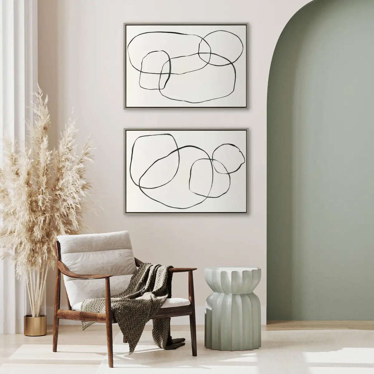 Canvas Art Print Set of 2 - Going in Circles Textured - kateandlaurel