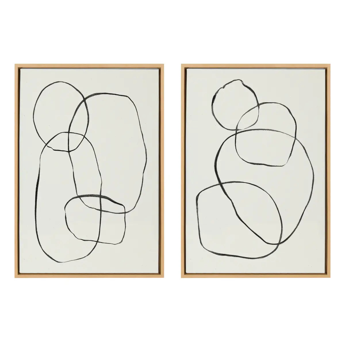 Canvas Art Print Set of 2 - Going in Circles Textured - Natural / 2 Piece 23x33 - kateandlaurel