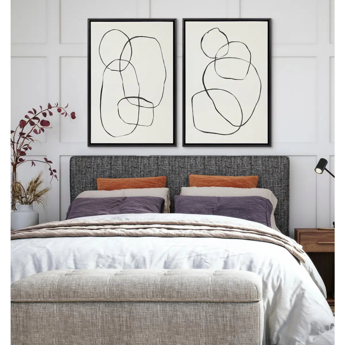 Canvas Art Print Set of 2 - Going in Circles Textured - kateandlaurel