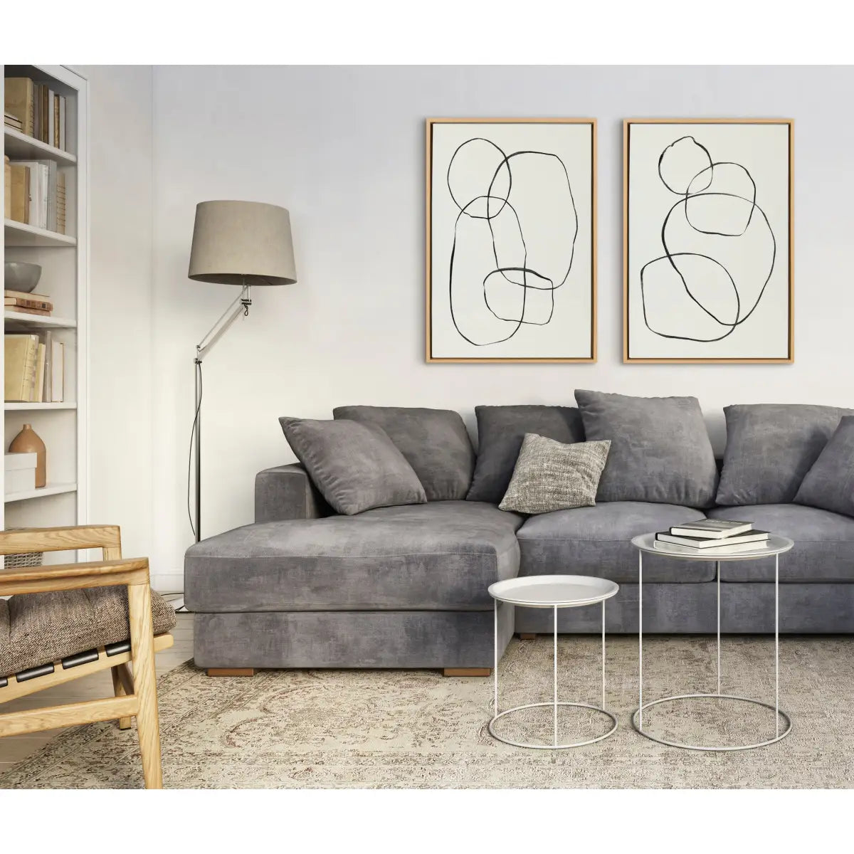 Canvas Art Print Set of 2 - Going in Circles Textured - kateandlaurel