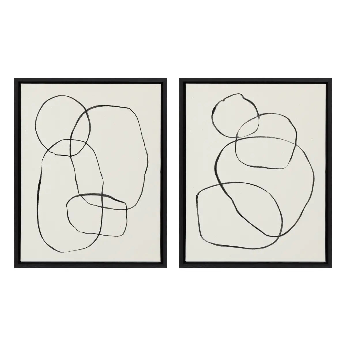 Canvas Art Print Set of 2 - Going in Circles Textured - Black / 2 Piece 18x24 - kateandlaurel