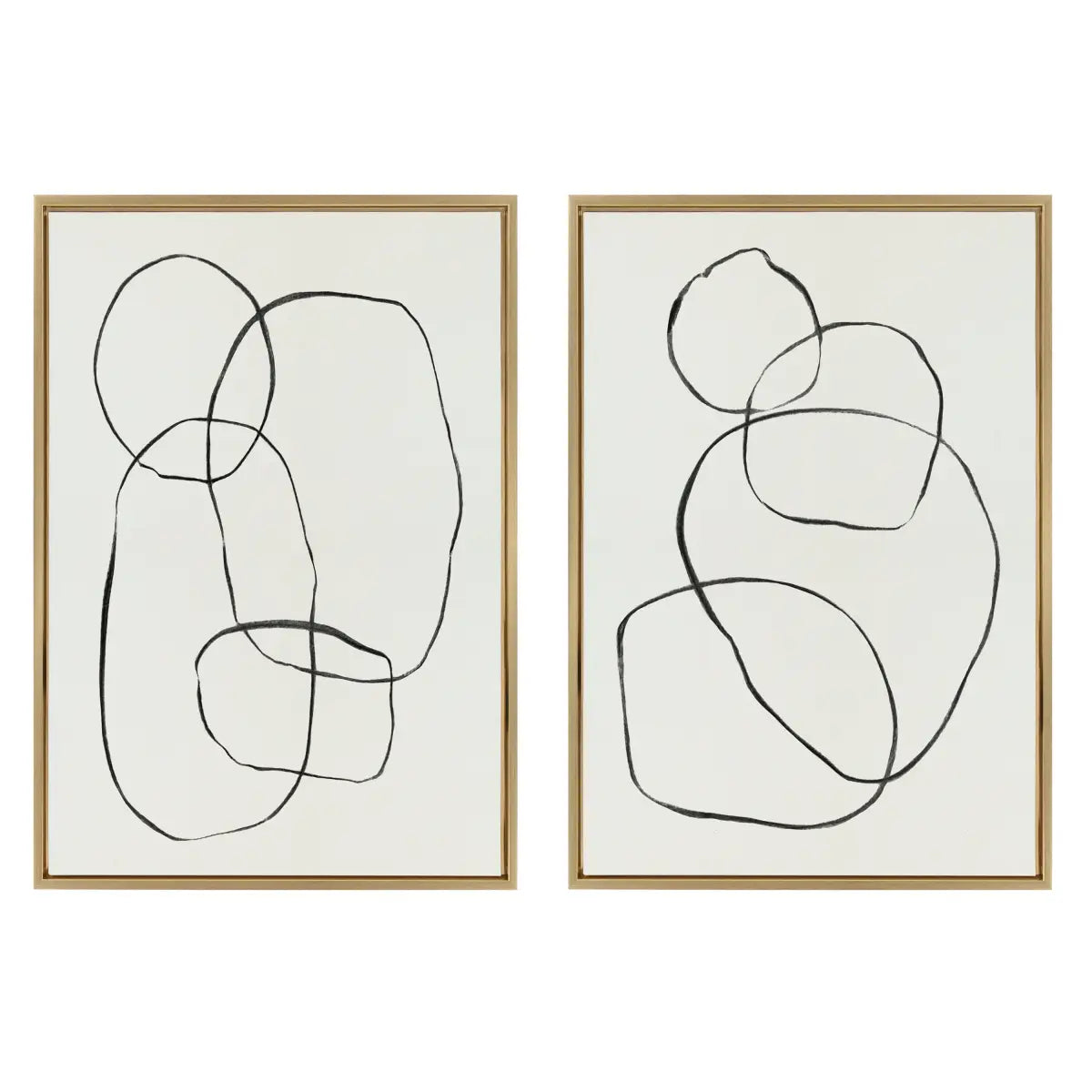 Canvas Art Print Set of 2 - Going in Circles Textured - Gold / 2 Piece 23x33 - kateandlaurel