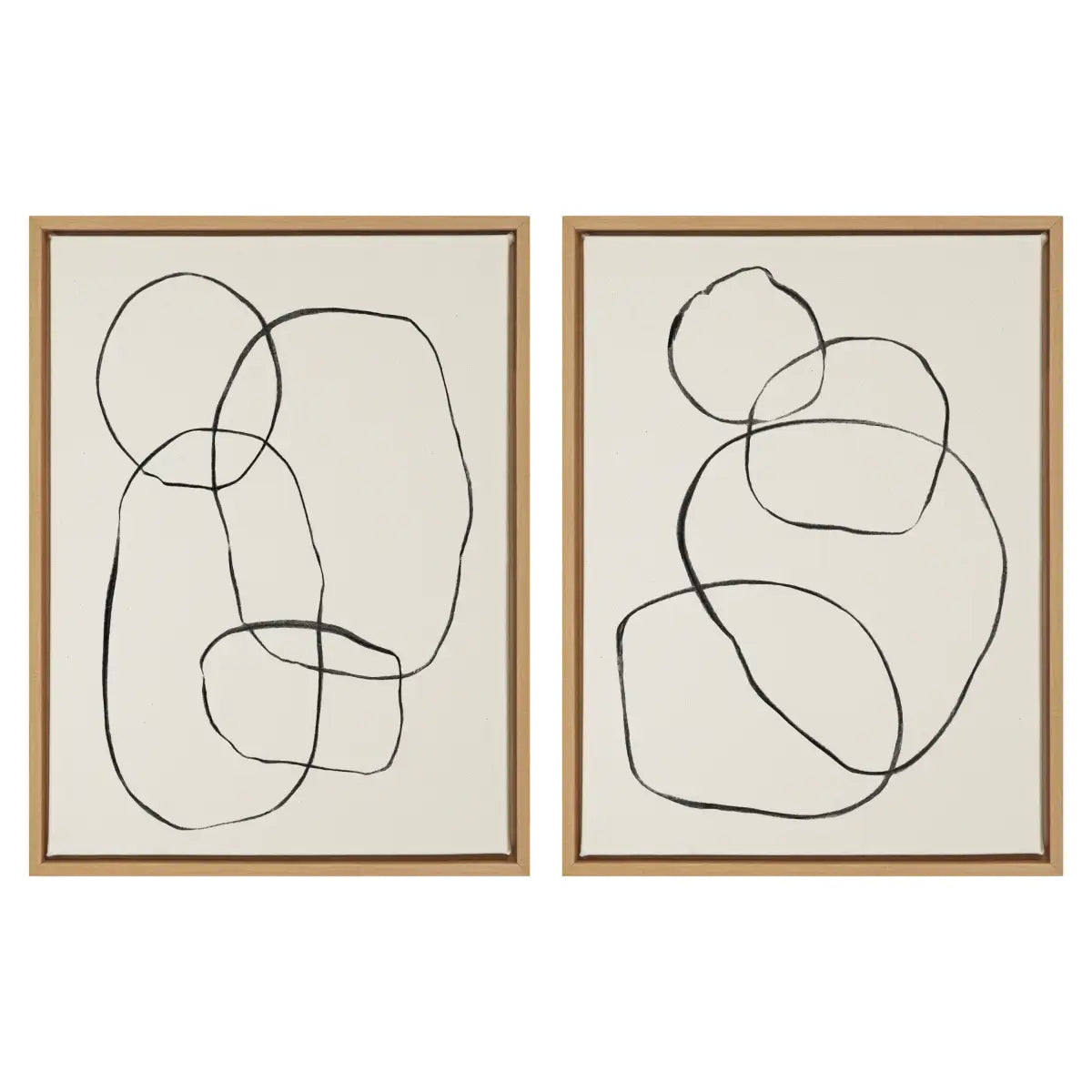 Canvas Art Print Set of 2 - Going in Circles Textured - Natural / 2 Piece 18x24 - kateandlaurel