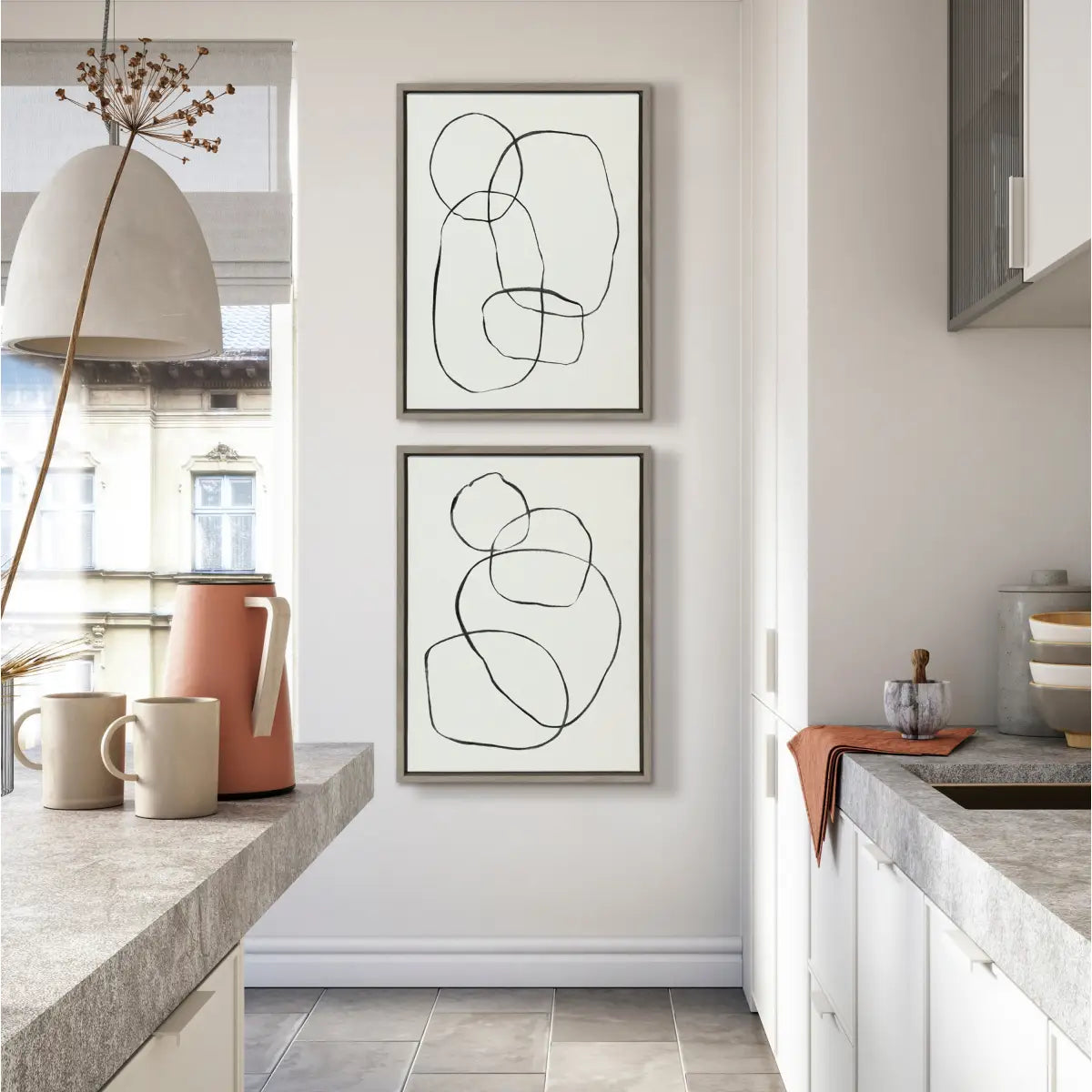 Canvas Art Print Set of 2 - Going in Circles Textured - kateandlaurel