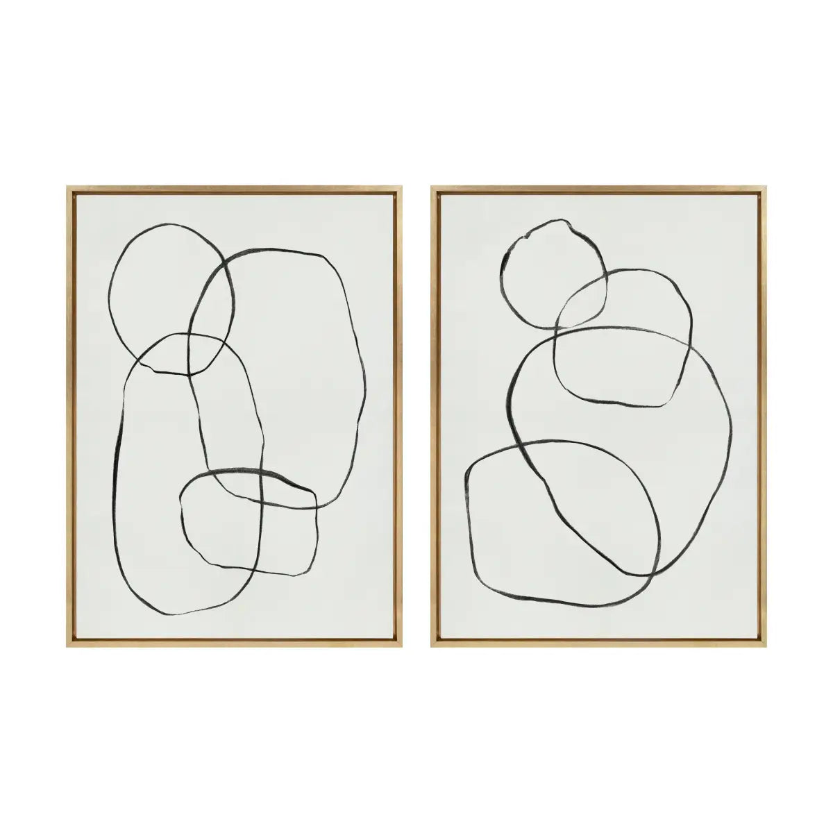Canvas Art Print Set of 2 - Going in Circles Textured - Bright Gold / 2 Piece Set 28x38 - kateandlaurel