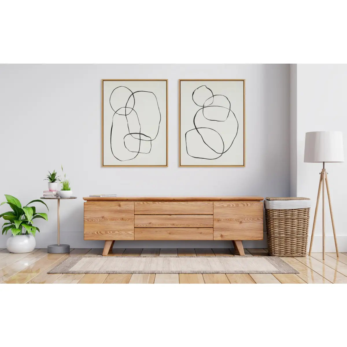 Canvas Art Print Set of 2 - Going in Circles Textured - kateandlaurel