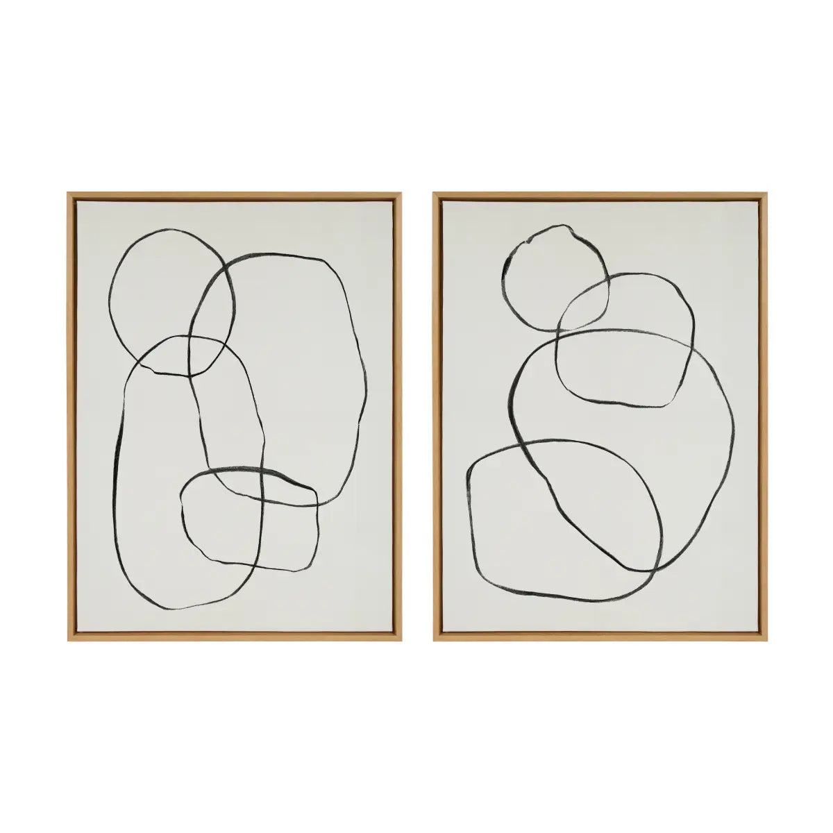 Canvas Art Print Set of 2 - Going in Circles Textured - Natural / 2 Piece Set 28x38 - kateandlaurel