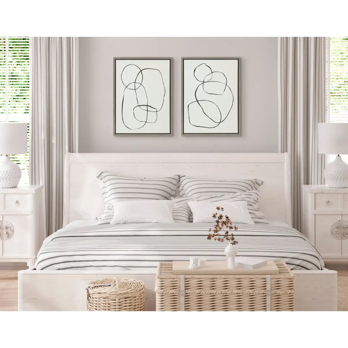 Canvas Art Print Set of 2 - Going in Circles Textured - kateandlaurel
